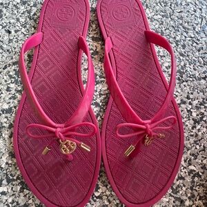 Tory Burch Fuchsia Sandals with Gold Accents